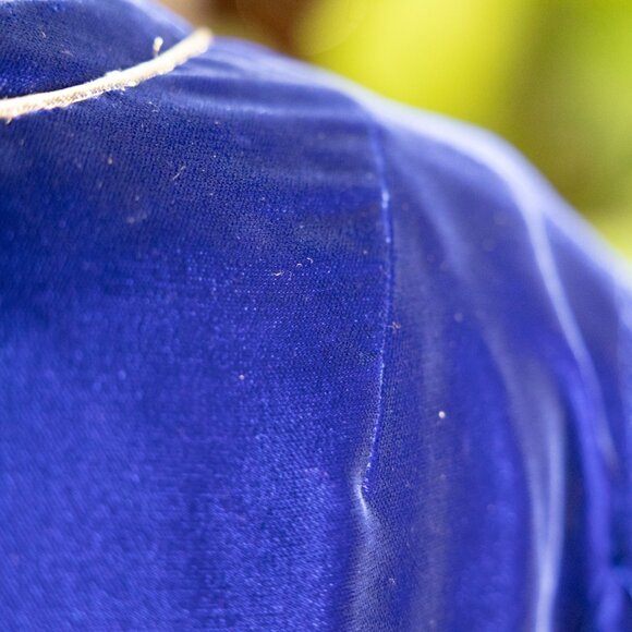 Vintage Handmade Royal Blue Velvet Bolero Jacket (Small) - Picture 12 of 16